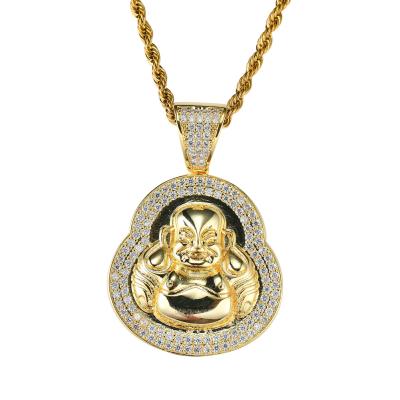 China Real FASHION Gold Plated Maitreya Buddha Pendant Necklace Micro Pave CZ Buddha Crystal Pendant Necklace for sale