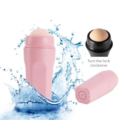 China Mini Size Oil Controller Facial Oil Tool Wholesale Natural Volcanic Stone Roller Face Roller For Oily Skin Can Be Washed for sale