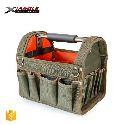 China Durable open pack costomzied heavy duty waterproof canvas tools carrying with handles leadther builder vest power tool bag for sale