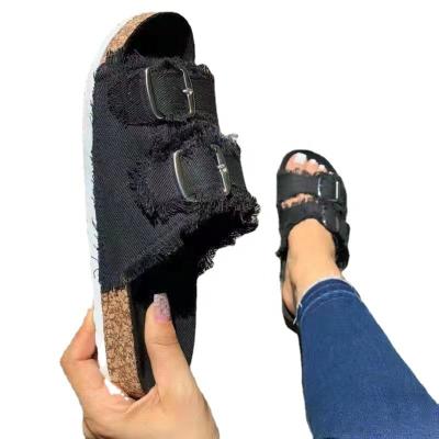 China CUSHIONING Hot Selling Jean Cloth Woman's Fashion Casual Slipper High Quality Flat Sandal Mules New for sale