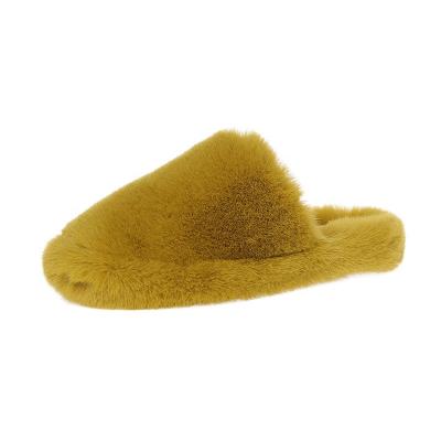 China Fashion Trend Women's Slippers Soft Plush Winter Home Slippers Women's Warm Faux Fur Slippers for sale