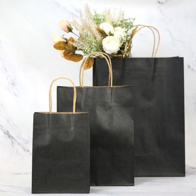 China Recycled Materials Wholesale Reusable Paper Bags Multiple Size Color Black Kraft Paper Shopping Bag for sale