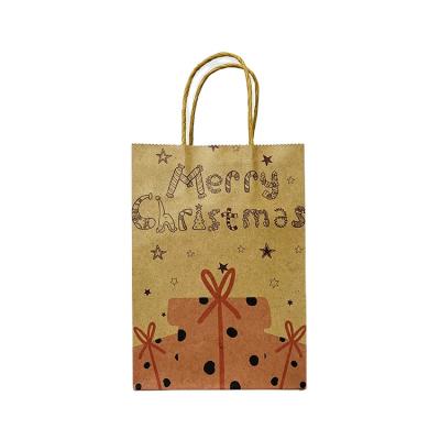 China Recycled Stock Reusable Materials Holiday Brown Paper Bag Christmas Gift Gift Wrapping Paper Bag for sale