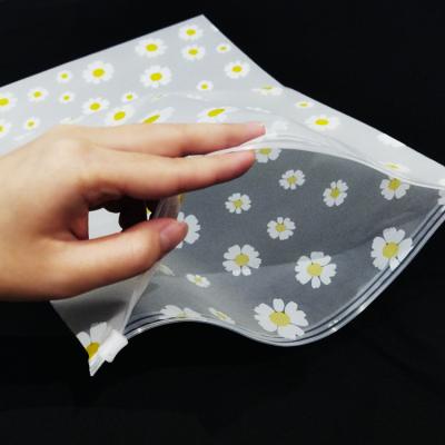 China Strong Adhesive Plastic Durable Cute Slider Frosted Zipper Stock Printed Bag For Packaging for sale