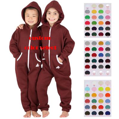 China Custom Logo Baby Boy Cotton Anti-Shrink Overalls Kids Winter Fleece Onesie With Cute Hooded for sale