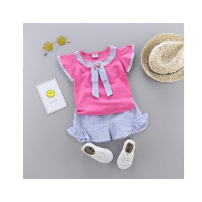 China 2021 Summer Casual Girls Clothing Set Short Skirt Design Baby Sleeve And Shorts Set for sale