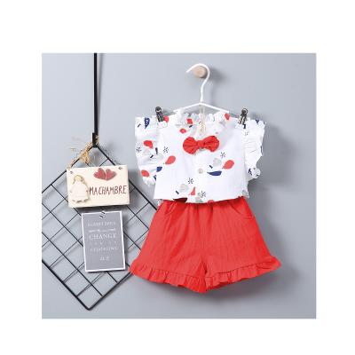 China Lovely Casual Baby's Summer Sweet Clothes Short Sleeve And Shorts Set Sweet Girl's Clothing Two Piece Set for sale