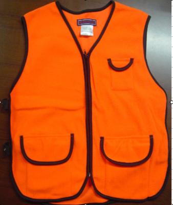 China Anti-wrinkle Fluorescent Orange Color Poly Fleece Knitted Safety Hunting Vest For Spring Autumn Winter for sale