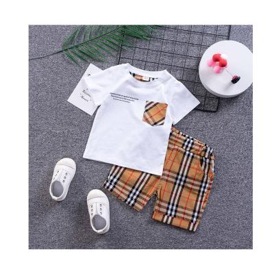 China Sping 2021 Casual New Fashion Children's Clothes Short Sleeve Boy Suits 100% Cotton Kids Clothing Set for sale