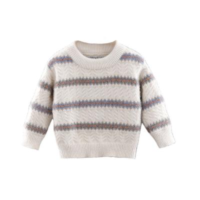 China 2021 Korean Baby Boys RoundNeck Sweater Stripe Anti-pilling Sweater Autumn And Winter New Children's British Knit Sweater Trend for sale