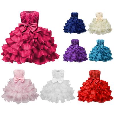 China 2022 Years Flower 1-12 Mesh Skirt Girl's Birthday Dress Anti-static Hot Wedding Dress Multi-layer Baby Girl Birthday Dress for sale