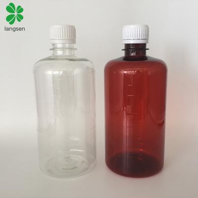 China 500ml 500ml Plastic 16oz PET Amber Clear Graduated Bottle 16oz PET Amber Clear Graduated Bottle With Screw Cap For Chemical Liquid, Scale Mark Bottle for sale