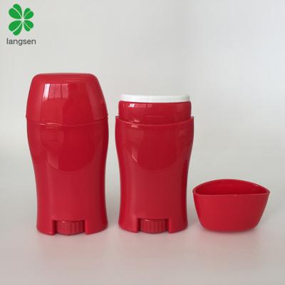 China 45g Plastic Red Flat Twist Up Stick Container BPA Free 45g Red Plastic Flat Twist Up Deodorant Stick Container, Stick Deodorant Container Packaging Box Bottle Tube for sale