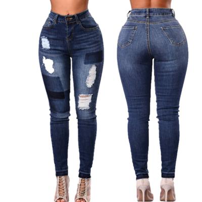 China High Waist Breathable Elastic Denim Skinny Ripped Jeans For Women for sale