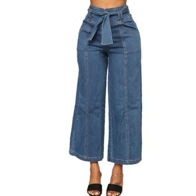 China Latest Design Ladies Blue Jeans Denim Breathable Loose Waist High Leg Women Wide Leg Pants for sale