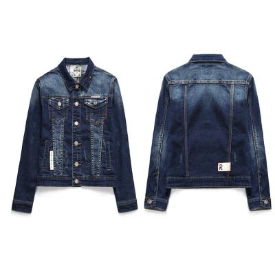 China Factory Direct Sustainable Mens Denim Jacket Cotton Lattice Dark Blue Washed Jackets For Boys for sale