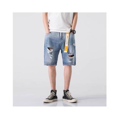 China Custom Color Fade Proof Damaged Mens Shorts Jeans Biker Destroyed Short Ripps Jeans For Man for sale