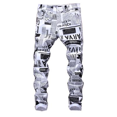 China Breathable Hip-Hop Mens Pattern Pants Newspaper Printed Trousers Vacation Wear Pants For Man for sale