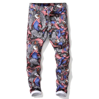 China Fashion Breathable Top Quality Mens Casual Slim Fit Pattern Printing Pants Clubs Trousers For Man for sale