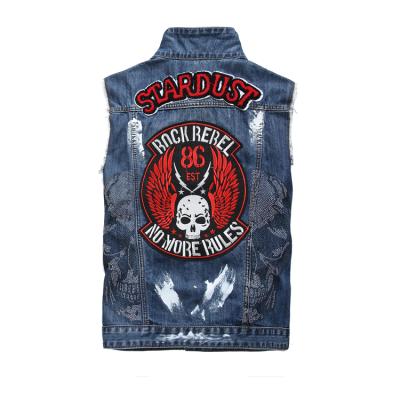 China High Quality Breathable Slim Fit Men's Elastic Denim Vest Decals Invest Fashion Patch Weskit for sale