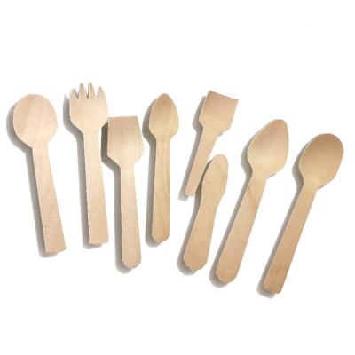 China Mini Spoon Ice Cream Spoon Wooden Compostable Biodegradable Disposable for sale