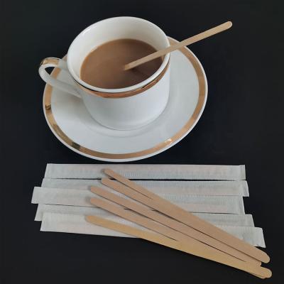 China Traditional Professional Manufacture Durable Stirring Birch Coffee Wrapped Wooden Beverage Packed Wooden Coffee Stirrers for sale