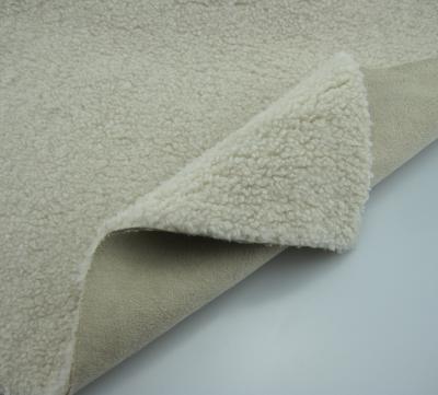 China Bonded teddy fur auto upholstery suede shearling fabric for garment for sale