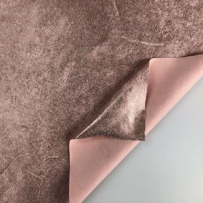 China Fashionable Elegant Shining Gold Foil Suede Fabric For Sofa/Coat/Bag/Wallet for sale