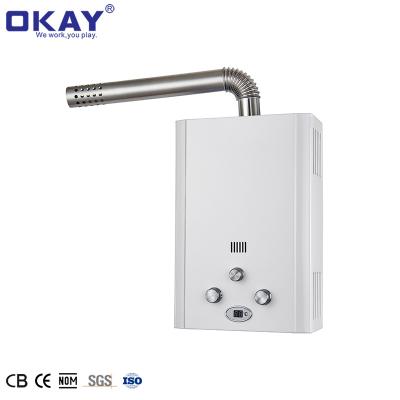 China Wholesale Hotel Exhaust Gas Hot Water Heater Gas Geyser With Copper Forced Heat Exchanger for sale