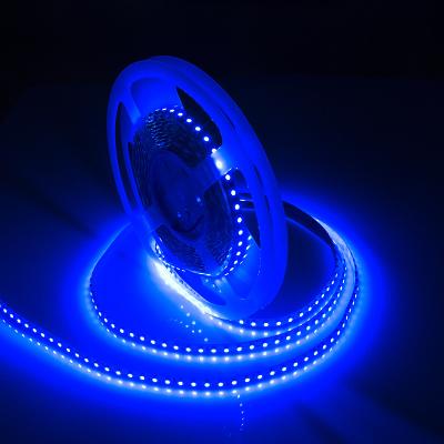 China Desktop blue color led strip light 24V 8mm 9.6w/m 120LEDs/m 3528 for sale