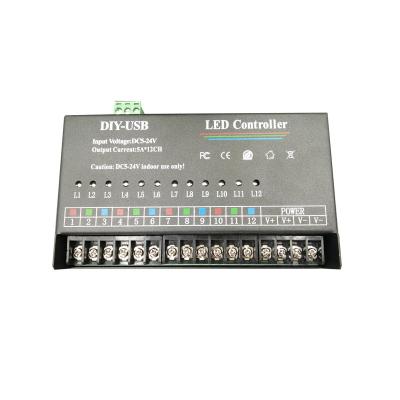 China Variable Warranty DC5-24V 5Ax12CH DIY-USB LED Color/Speed/Brightness LED Controller 2 Years for sale