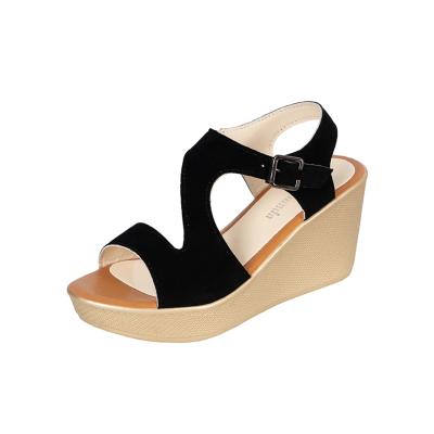 China Fashion Trend Woman Sandals New Arrivals 2021 Summer Sandals Good Quality Yong-h07 Female PU 1 Pairs/opp Bags Wedges Sandals Wedges Sandais for sale