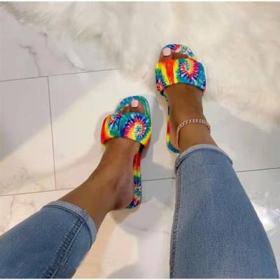 China 2021 Fashion Trend New Summer Beach Sandals For Ladies And Girls Colorful Women's Flat Slippers for sale