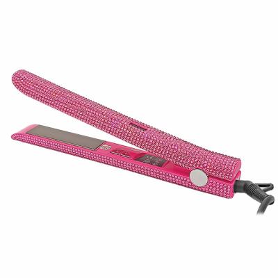 China Outdoor 480 Degree High Heat Bling Ceramic Rhinestone Private Label 500 Degree Hair Straightener Pressing Electric Hot Comb for sale