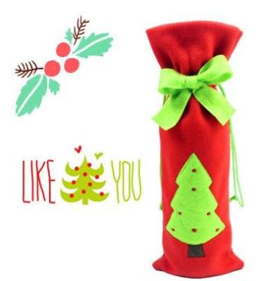 China Christmas Decoratived Red Fleece Wine Bottle Cover for sale