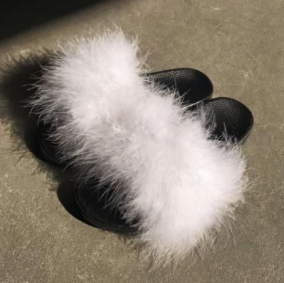 China CUSHIONING Women's Faux Fur Slides Furry Slippers For Women Toe Fluffy Slides Sandals Indoor Open Outdoor for sale