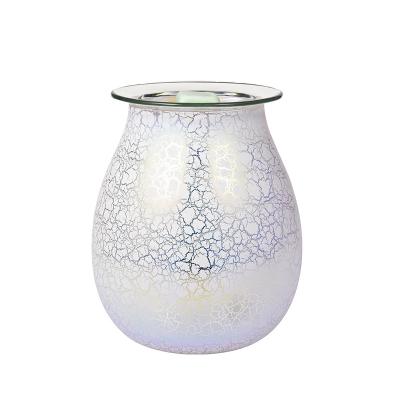 China Home Fragrance Glass Electric Candle Burner Oil Heater Melting Wax Burner Essential Oil Melter Night Light For Home (Ice Circle) for sale