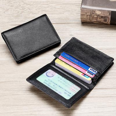 China Fashion Custom Men's Credit ID Name Card Holder Case Cash Wallet RFID Blocking Leather Business Card Holder for sale