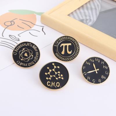 China High Qualiy New Awakening Chemical Formula Paint Letter Mathematical Brooches letter pi brooch for sale