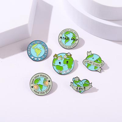 China Creative Wholesale High Qualiy Cartoon Love Earth Shape Painting Badge Letter Alloy Brooch Pin for sale