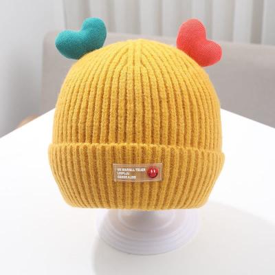 China Winter COMMON Hats Newborn Baby Autumn Thick Warm Knitted Hat With Colorful Heart For 6 Months -2 Years Old for sale