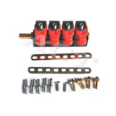 China ACT CNG rail injector auto parts 4 cylinder lpg injector aluminum common rail 2ohm rail injector for sale