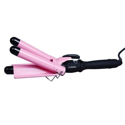 China Nano-Titanium Ceramic Coating 3 Barrel Hair Crimper 1 Inch Ceramic Triple Barrels Hair Hesitate Curler Wand Three Barrel Curling Iron for sale