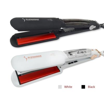 China Professional 2 Inch Outdoor Magic Shine Titanium Flat Iron Steam Ionic Ceramic Straightening Infrared Hair Straightener for sale