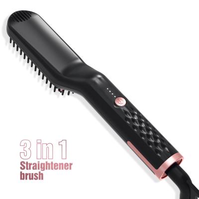 China 3 in 1 Portable PTC Heater Beard Straightener Comb Heater Beard Straightener For Men Hair Beard Straightener Comb Quick Beard Brush for sale