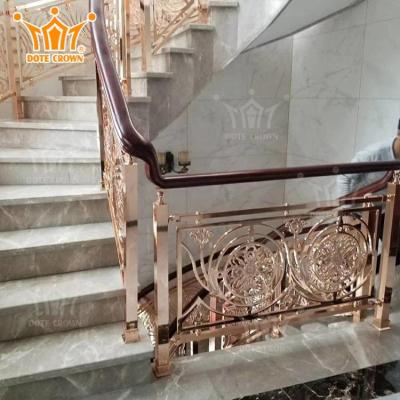 China Modern Luxury Gold Aluminum Porch Railings And Handrails For Staircase for sale