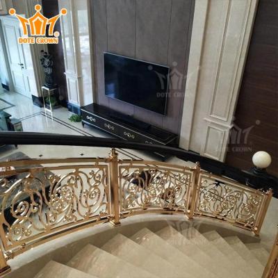 China Modern Premium Hotel Laser Cut Metal Gold Baluster Fencing Balustrade Electroplating Aluminum Balustrade for sale