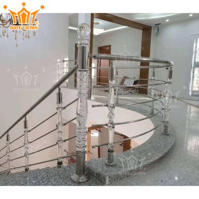 China Indoor Acrylic Crystal Staircase Railing Handrails Pillars Modern Style Security for sale