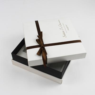 China Recyclable White Ribbon Custom Logo Lid Cardboard Gift Packaging Box and Base with EVA Insert for iphone for sale