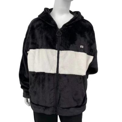 China Custom Windproof 100%Polyester Girl Winter Knit Jacket Flannel Fleece Full Zip Up Long Sleeve Jacket for sale